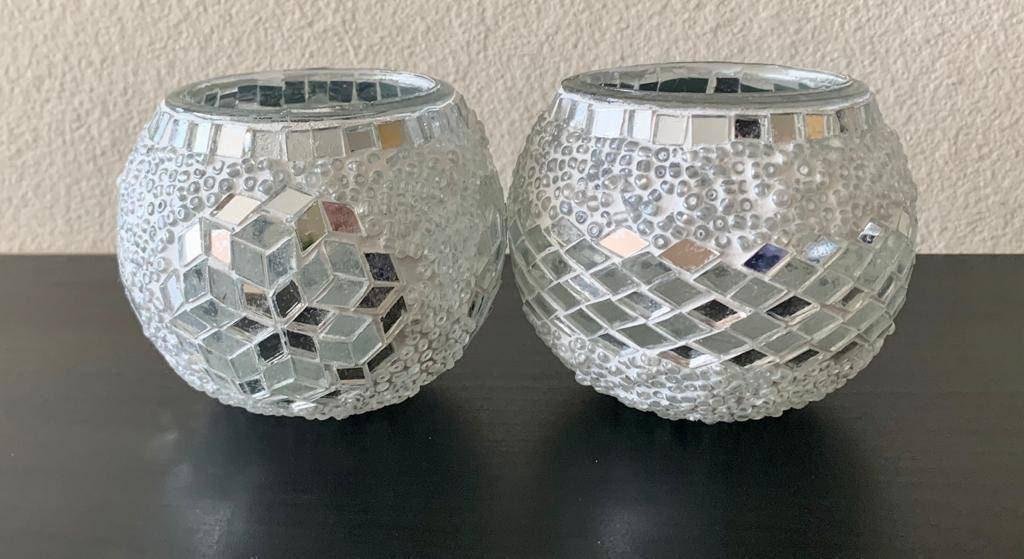 MOSAIC GLASS CANDLE Holders/ Glass votive candle holder/ Brass Votive Candle Holder