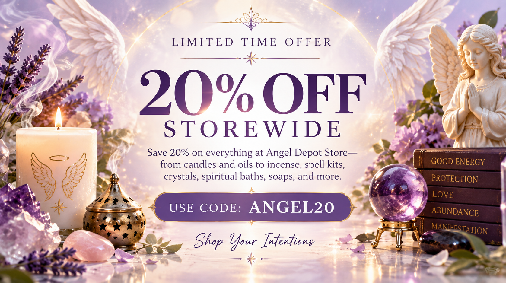 candles oils incense spell kits crystals baths soaps angel depot store discount storewide